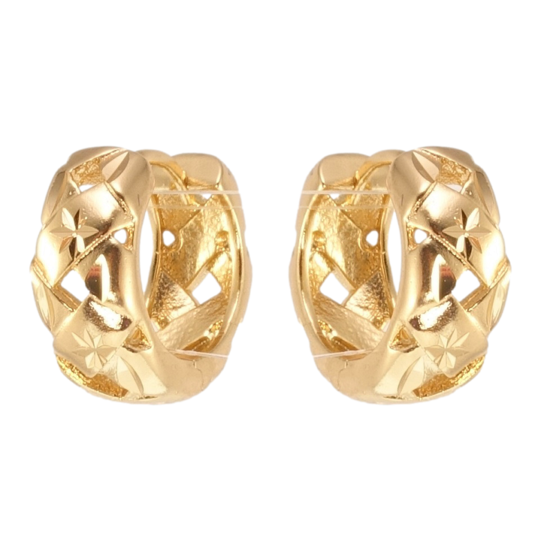 Серьги Xuping Позолота 18K колечки Косичка с узором звездочки фото №1 Серьги Xuping Позолота 18K колечки Косичка с узором звездочки фото №1