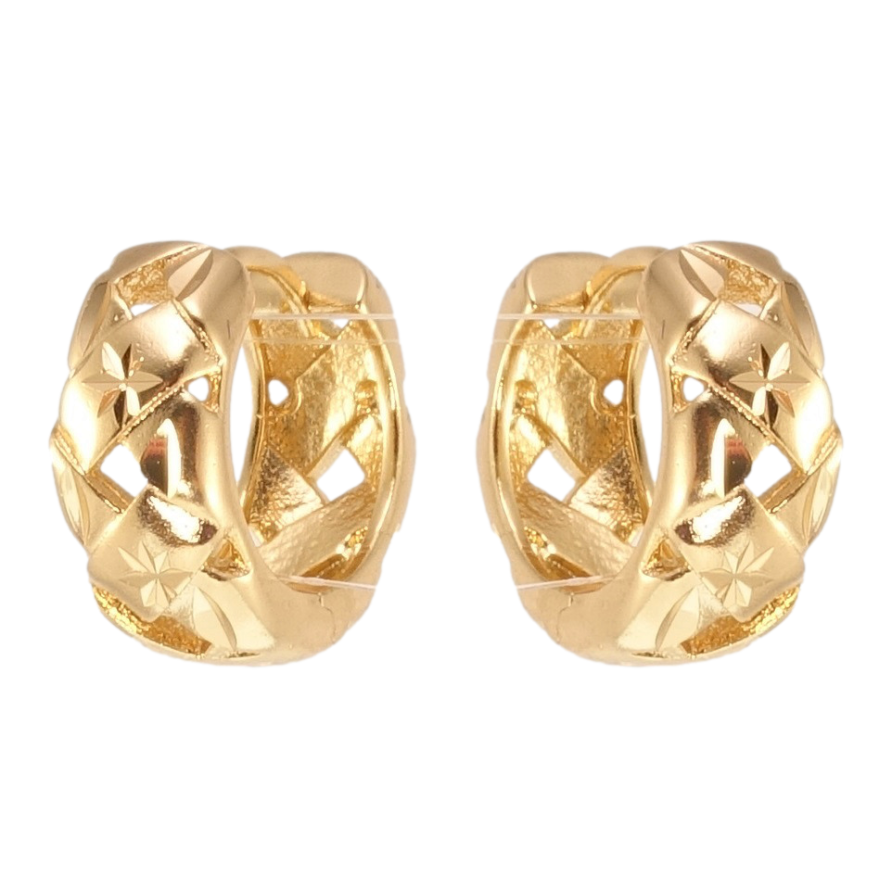 Сережки Xuping Позолота 18K колечка Косичка з візерунком зірочки фото №1 Сережки Xuping Позолота 18K колечка Косичка з візерунком зірочки фото №1