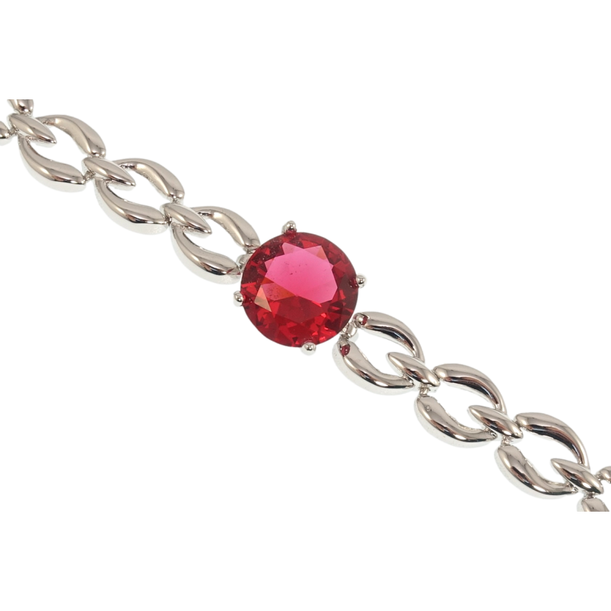 Браслет Xuping Родій Елегантність з малиновим кристалом довжина з дод. замком 18,21см х 8мм фото №1