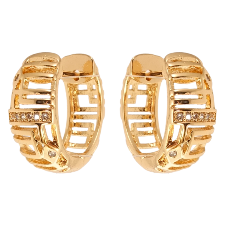 Сережки Xuping Позолота 18K колечка Різний орнамент з цирконієм фото №2 Сережки Xuping Позолота 18K колечка Різний орнамент з цирконієм фото №2