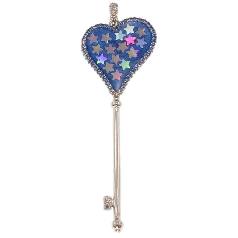 Кулон Xuping Родій Ключик з блискітками та емаллю для ланцюжка до 4мм фото №1