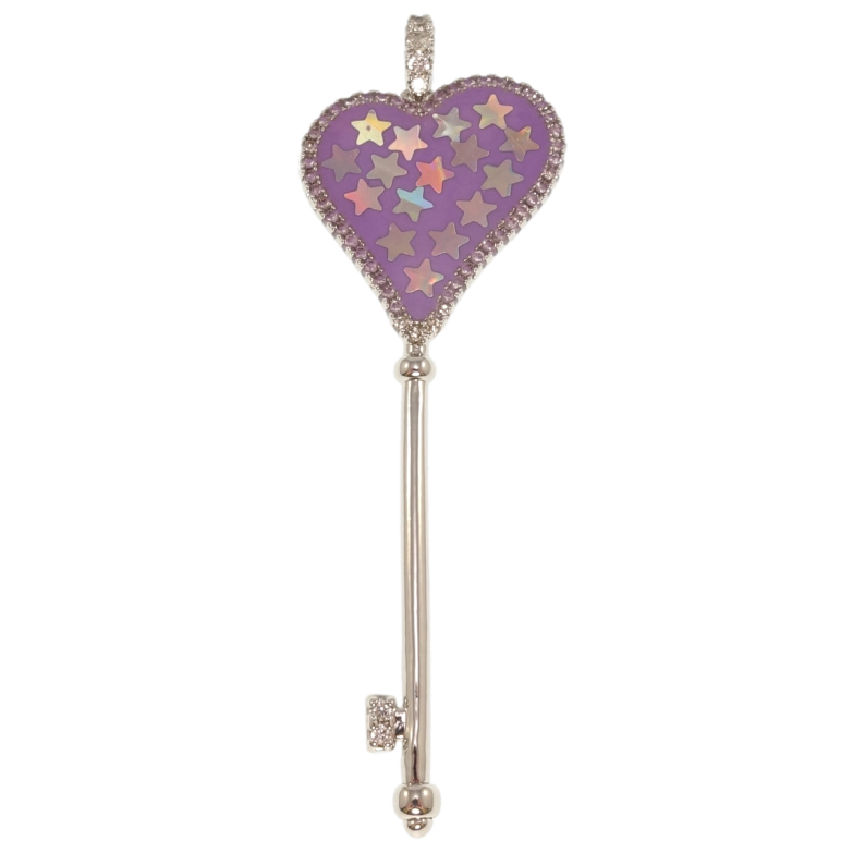 Кулон Xuping Родий Ключик с блестками и эмалью для цепочки до 4мм фото №1