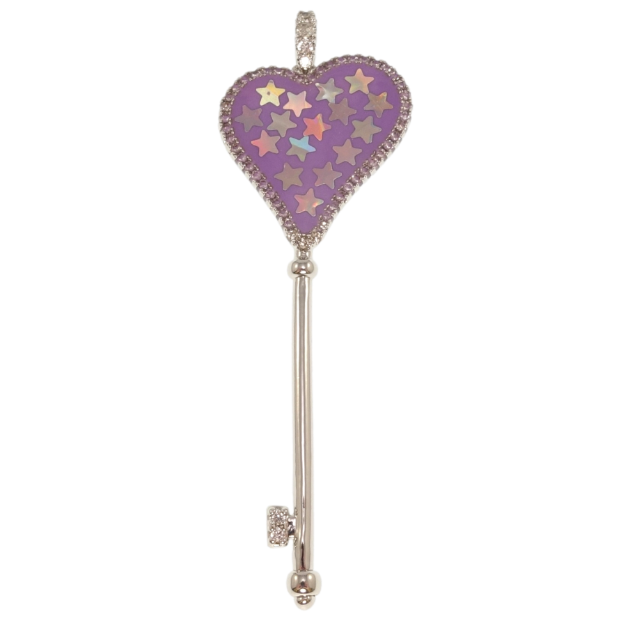 Кулон Xuping Родий Ключик с блестками и эмалью для цепочки до 4мм фото №1