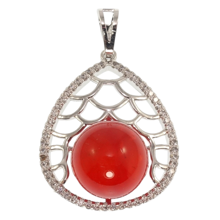 Кулон Xuping Родій Крапля з червоною намистом для ланцюжка до 7мм фото №22