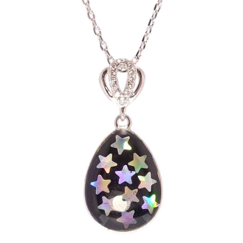 Кулон на цепочке Xuping Родий Капля с блестками и эмалью размер 40-45см х 1мм фото №1 Кулон на цепочке Xuping Родий Капля с блестками и эмалью размер 40-45см х 1мм фото №1