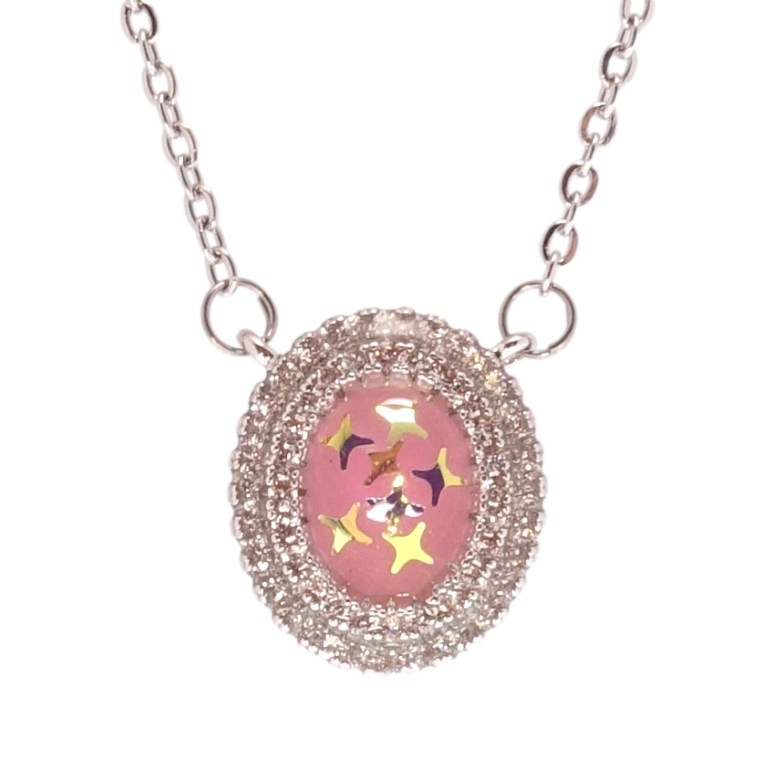 Подвеска на цепочке Xuping Родий Блестки с эмалью в обрамлении циркония размер 43-48см х 1мм фото №1 Подвеска на цепочке Xuping Родий Блестки с эмалью в обрамлении циркония размер 43-48см х 1мм фото №1