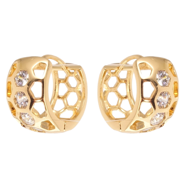 Сережки Xuping Позолота 18K колечка Орнамент стільники із вставками цирконію фото №17 Сережки Xuping Позолота 18K колечка Орнамент стільники із вставками цирконію фото №17