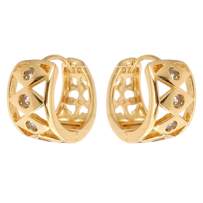 Сережки Xuping Позолота 18K колечка Орнамент із вставками цирконію фото №1