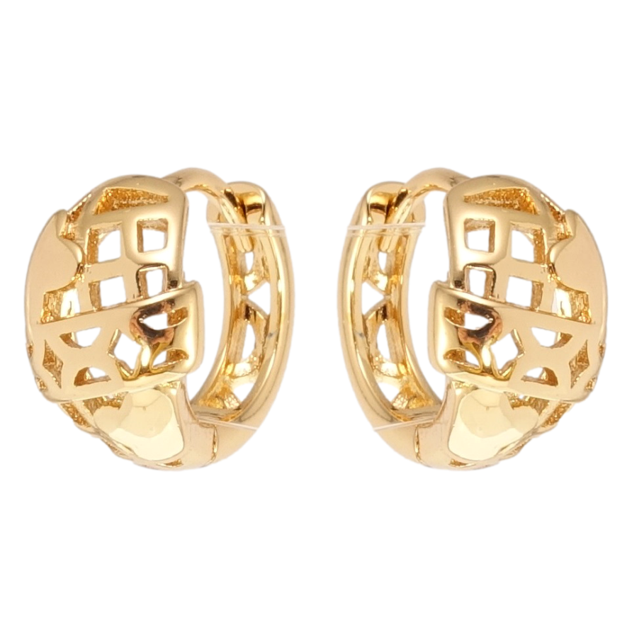 Серьги Xuping Позолота 18K колечки Резной орнамент фото №1