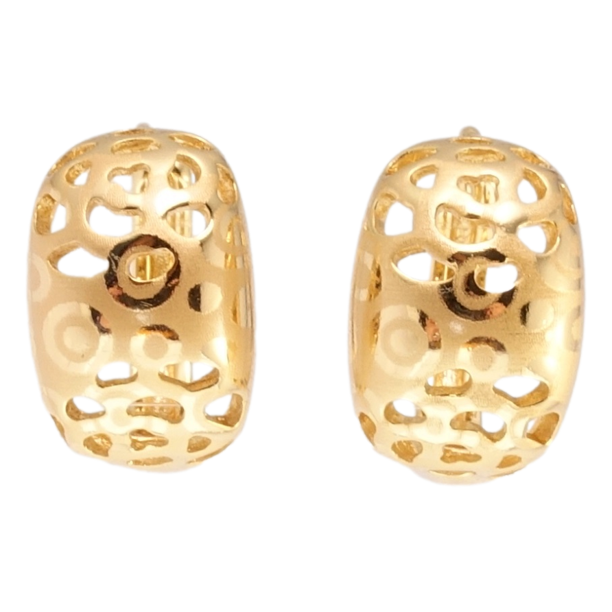 Сережки Xuping Позолота 18K колечка Різний орнамент з напиленням візерунок на один бік фото №1 Сережки Xuping Позолота 18K колечка Різний орнамент з напиленням візерунок на один бік фото №1