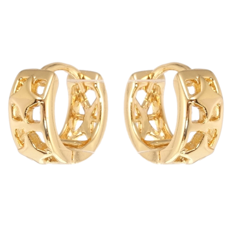 Серьги Xuping Позолота 18K колечки Резной звездный орнамент фото №1