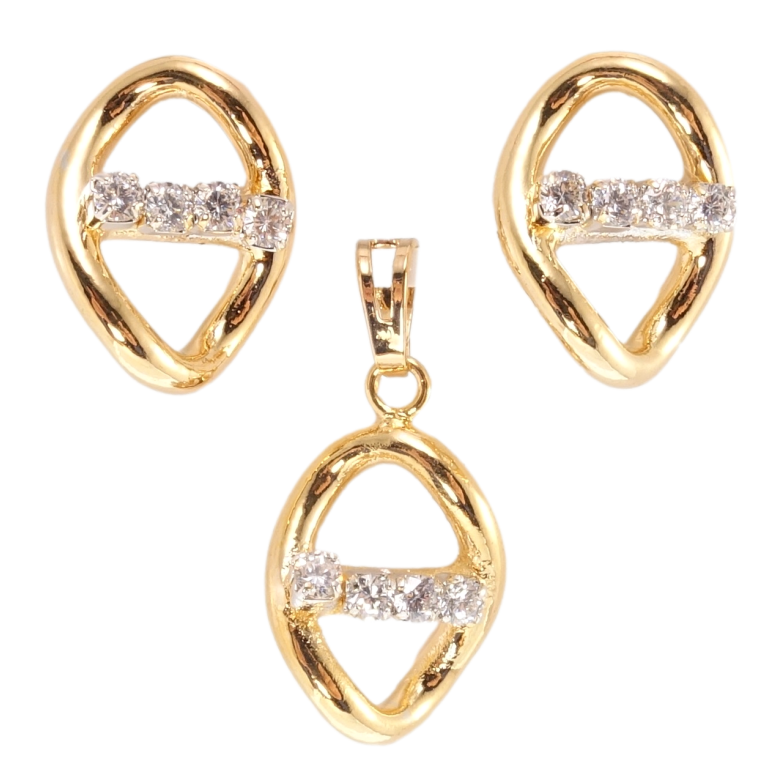 Набор Xuping Позолота + Родий Серьги Кулон Овалы с цирконием фото №1 Набор Xuping Позолота + Родий Серьги Кулон Овалы с цирконием фото №1