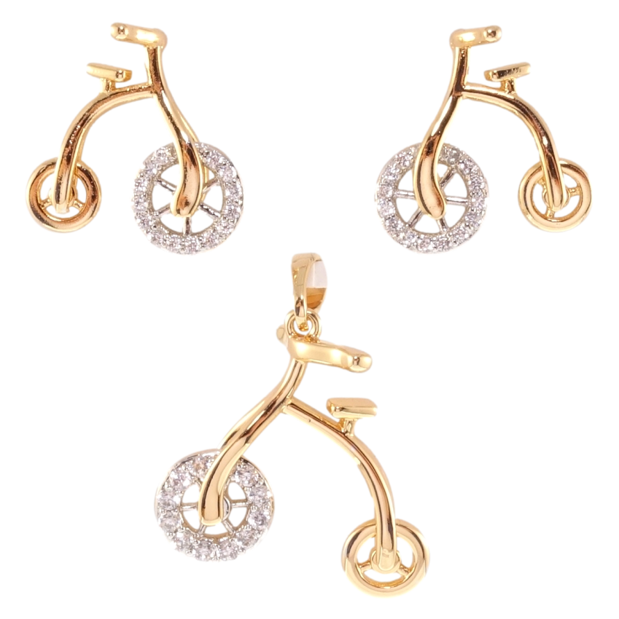 Набір Xuping Позолота + Родій Сережки Кулон Велосипед фото №1 Набір Xuping Позолота + Родій Сережки Кулон Велосипед фото №1
