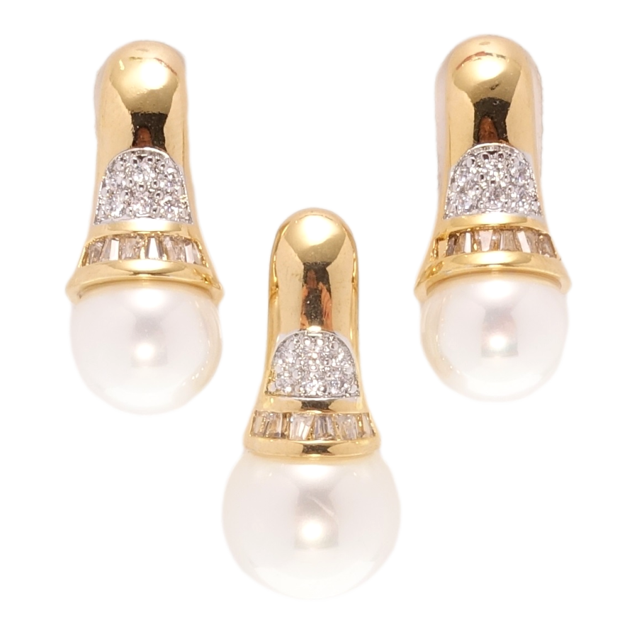 Набор Xuping Позолота + Родий Серьги Кулон Жемчужины под куполом фото №1 Набор Xuping Позолота + Родий Серьги Кулон Жемчужины под куполом фото №1