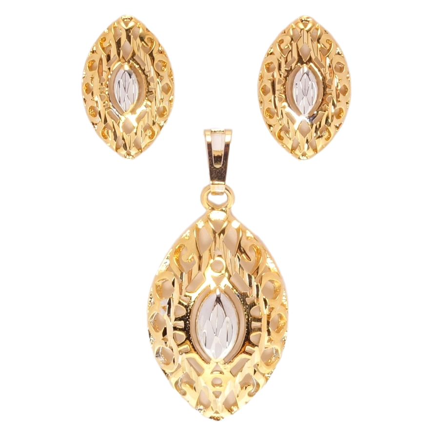 Набор Xuping Позолота + Родий Серьги Кулон Резной узор фото №1