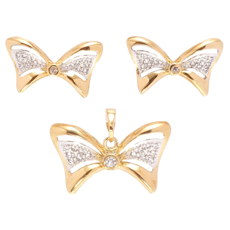 Набір Xuping Позолота + Родій Сережки Кулон Банти з цирконієм фото №1