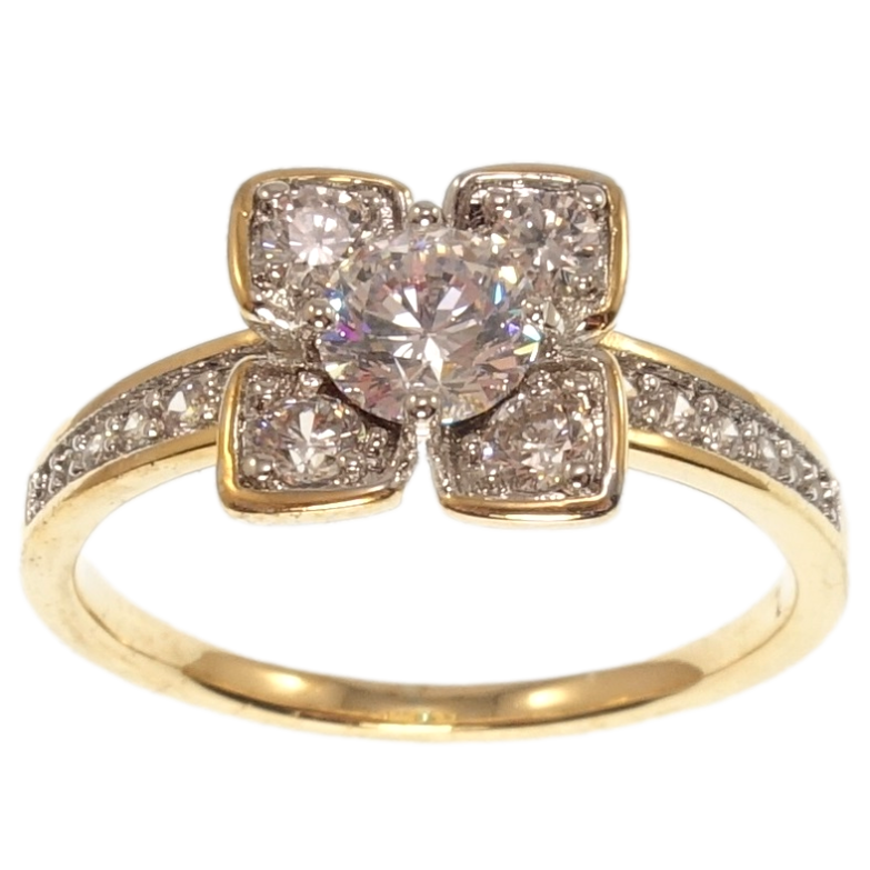 Каблучка Xuping Позолота 18K+Родій Кристальна квітка фото №1