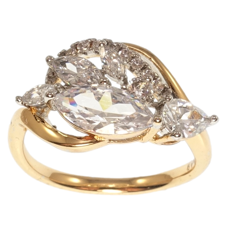 Кольцо Xuping Позолота 18K+Родий Россыпь фианитов фото №1 Кольцо Xuping Позолота 18K+Родий Россыпь фианитов фото №1