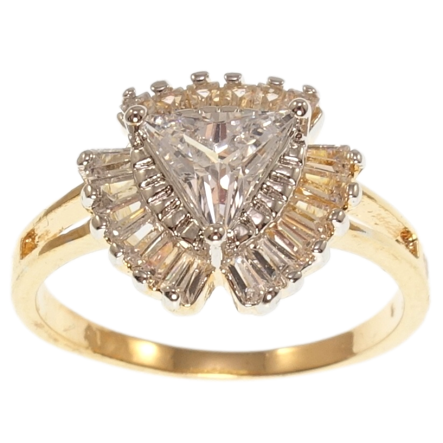 Кольцо Xuping Позолота 18K+Родий Кристальный треугольник фото №1