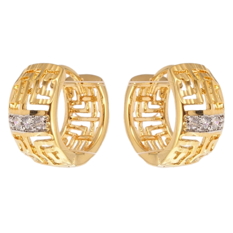 Сережки Xuping Позолота+Родій колечки Різний орнамент з цирконієм фото №1