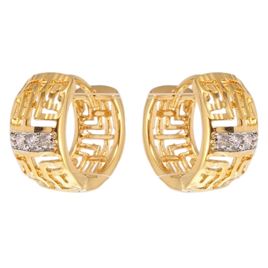 Сережки Xuping Позолота+Родій колечки Різний орнамент з цирконієм фото №1