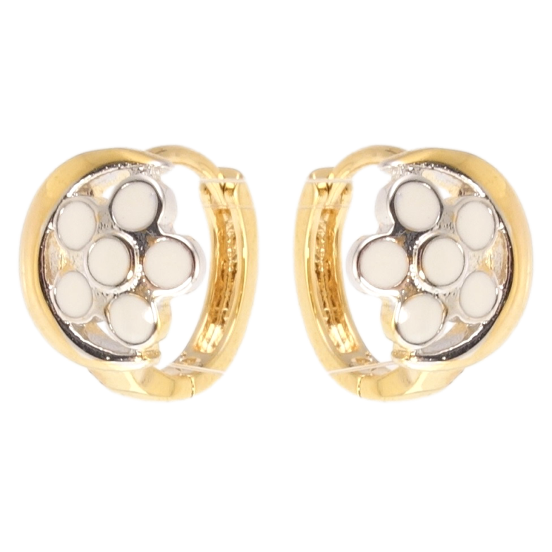 Сережки Xuping Позолота+Родій колечки Квітка біла емаль фото №1