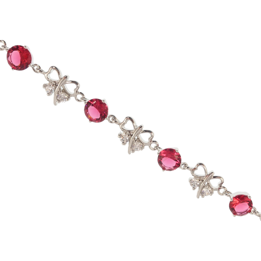 Браслет Xuping Родий Бабочки с малиновыми фианитами размер с доп.замком 18.5,22см х 6-10мм фото №1 Браслет Xuping Родий Бабочки с малиновыми фианитами размер с доп.замком 18.5,22см х 6-10мм фото №1