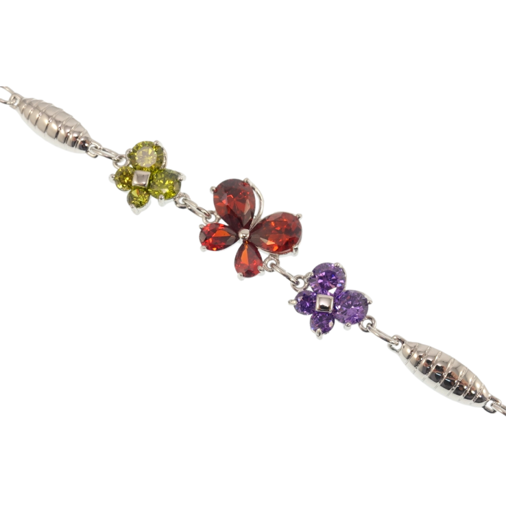 Браслет Xuping Родий Бабочки цветные фианиты размер с доп.цепочкой 18-24см х 6-7мм фото №2