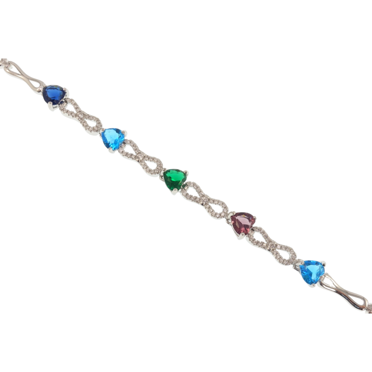 Браслет Xuping Родій Нескінченність кольорові фіаніти довжина з дод. ланцюжком 18-21,5см х 4мм фото №12