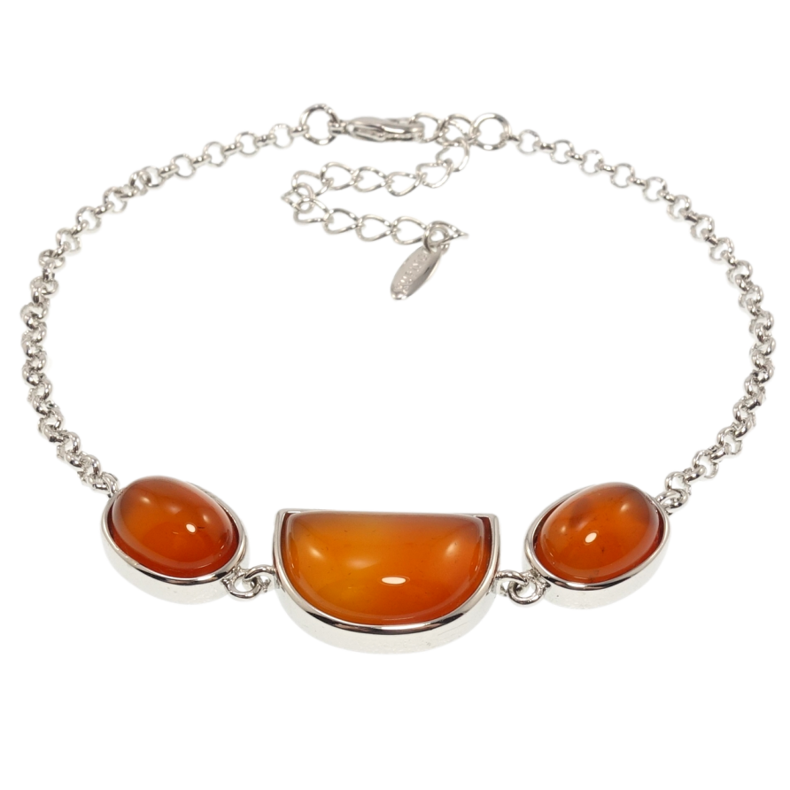 Браслет Xuping Родій Вставка три коричневі камені довжина з дод. ланцюжком 19-24см х 2мм фото №1