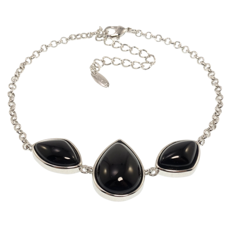 Браслет Xuping Родій Вставка три чорні камені довжина з дод. ланцюжком 19-24см х 2мм фото №21