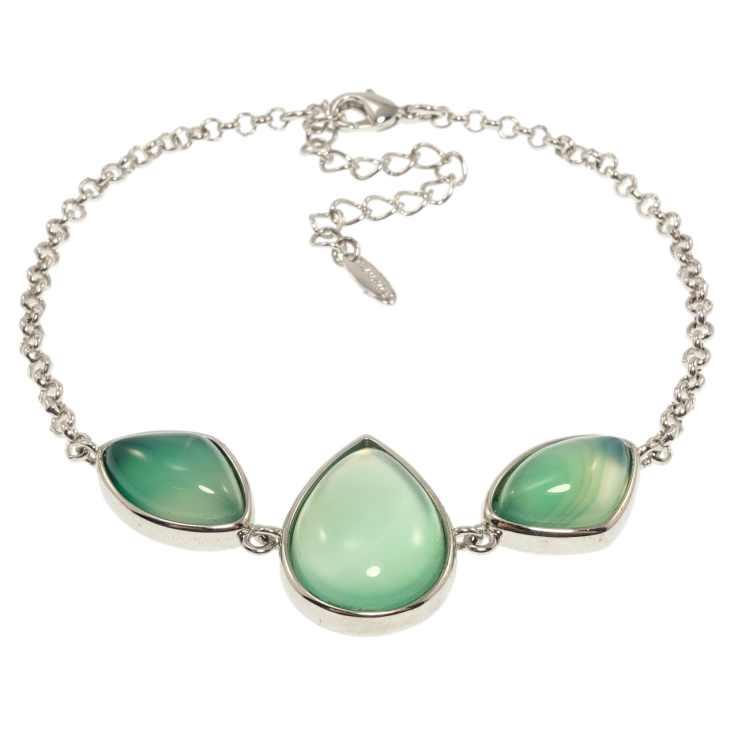 Браслет Xuping Родий Вставка три зеленых камня размер с доп.цепочкой 19-24см х 2мм фото №6