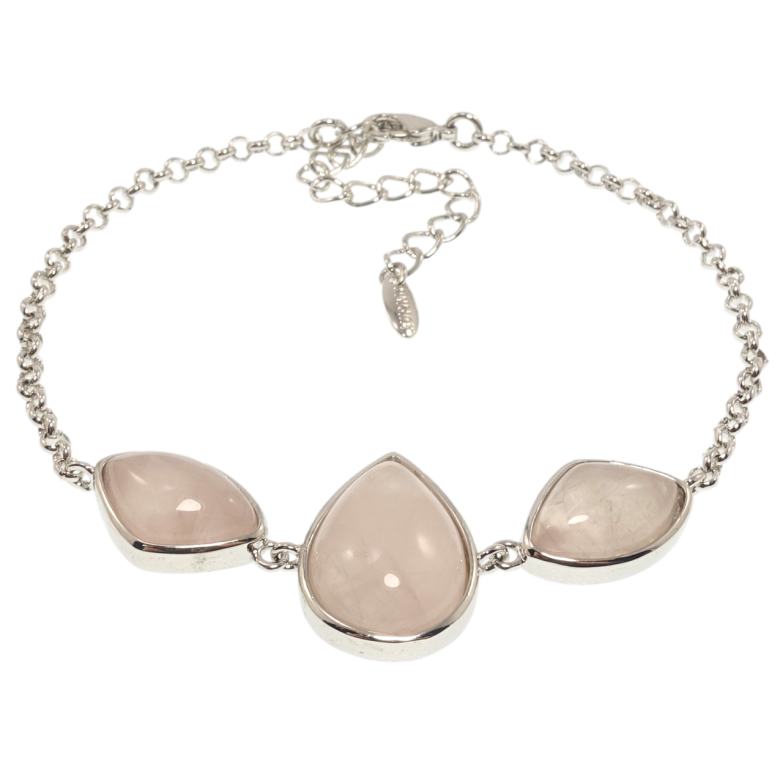 Браслет Xuping Родий Вставка три бледно-розовых камня размер с доп.цепочкой 19-24см х 2мм фото №2 Браслет Xuping Родий Вставка три бледно-розовых камня размер с доп.цепочкой 19-24см х 2мм фото №2