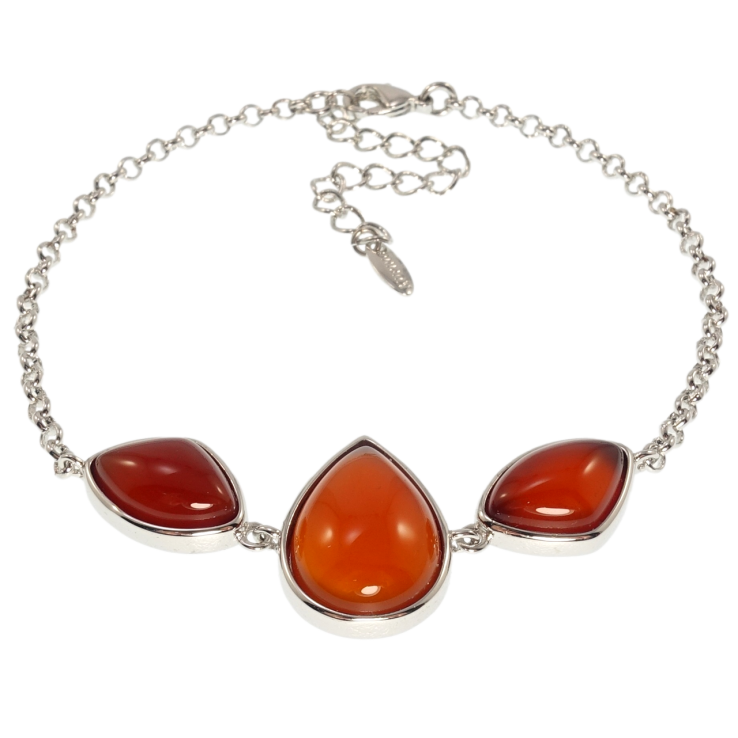 Браслет Xuping Родий Вставка три коричневых камня размер с доп.цепочкой 19-24см х 2мм фото №3