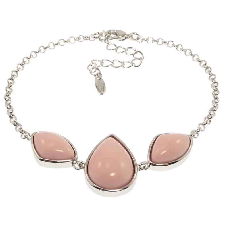 Браслет Xuping Родій Вставка три рожеві камені довжина з дод. ланцюжком 19-24см х 2мм фото №1