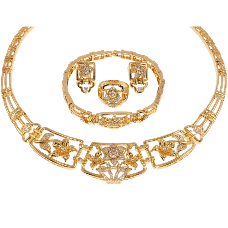 Набір Xuping Позолота 18K Сережки Кольє Браслет Каблучка КЛ 49см х 6-23мм, БР 20см х 6-13мм.,р.16,16.5,17 фото №1 Набір Xuping Позолота 18K Сережки Кольє Браслет Каблучка КЛ 49см х 6-23мм, БР 20см х 6-13мм.,р.16,16.5,17 фото №1