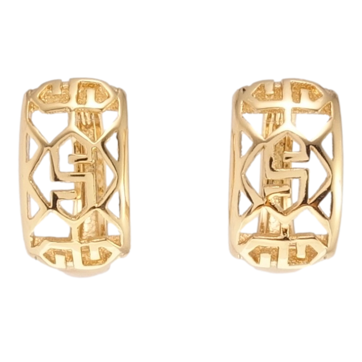 Сережки Xuping Позолота 18K колечка Декоративний різьблений орнамент на один бік фото №24 Сережки Xuping Позолота 18K колечка Декоративний різьблений орнамент на один бік фото №24