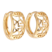 Сережки Xuping Позолота 18K колечка Декоративний різьблений орнамент на один бік фото №2