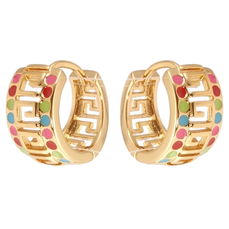 Серьги Xuping Позолота 18K колечки Декоративный резной орнамент с цветной эмалью фото №3