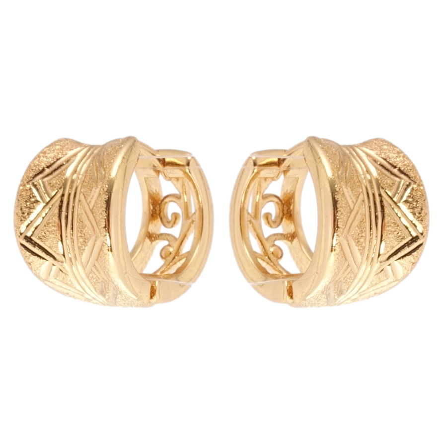 Серьги Xuping Позолота 18K колечки Декоративный орнамент с шагренью фото №1