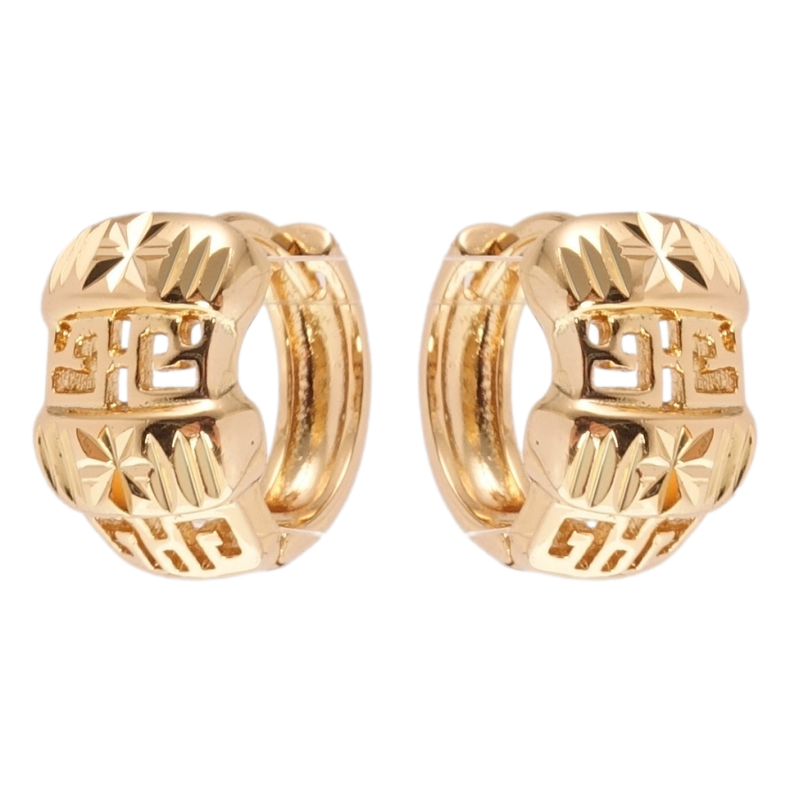 Сережки Xuping Позолота 18K колечка Декоративний різьблений орнамент фото №1