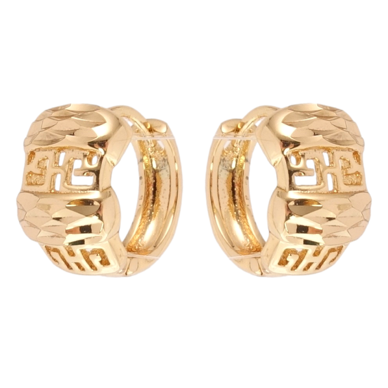 Сережки Xuping Позолота 18K колечка Декоративний різьблений орнамент з насічками фото №1