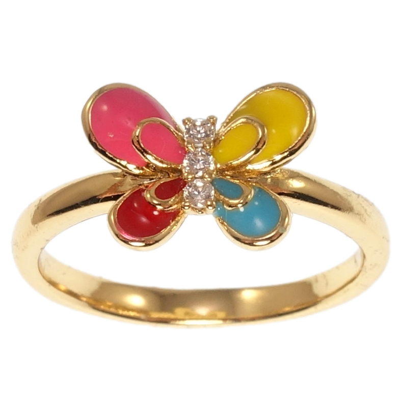Кольцо Xuping Позолота 18K Бабочка цветная эмаль фото №1 Кольцо Xuping Позолота 18K Бабочка цветная эмаль фото №1