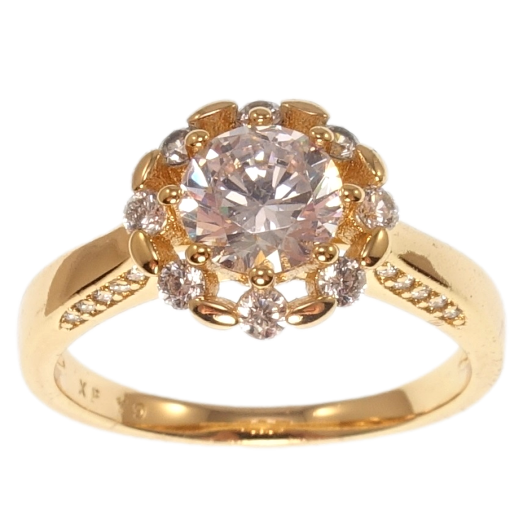 Каблучка Xuping Позолота 18K Кристальна квітка фото №2