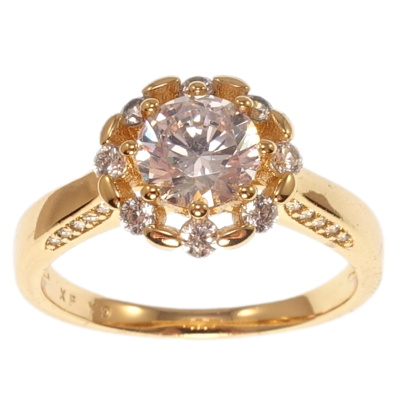 Каблучка Xuping Позолота 18K Кристальна квітка фото №1