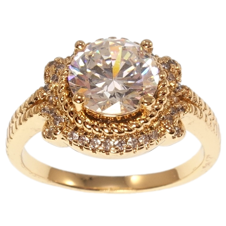 Каблучка Xuping Позолота 18K Фіаніт у декоративній оправі фото №6