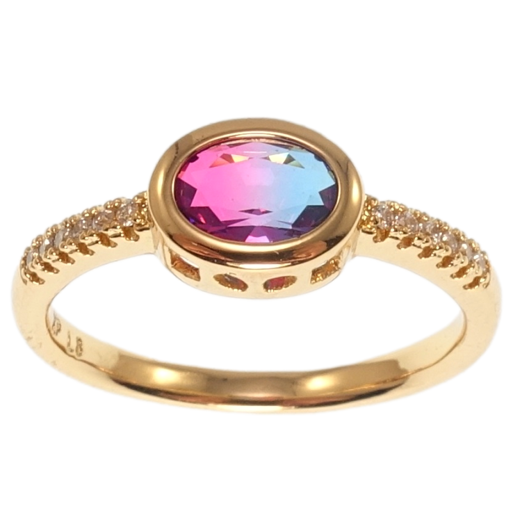 Каблучка Xuping Позолота 18K Малиново-синій кристал фото №16 Каблучка Xuping Позолота 18K Малиново-синій кристал фото №16