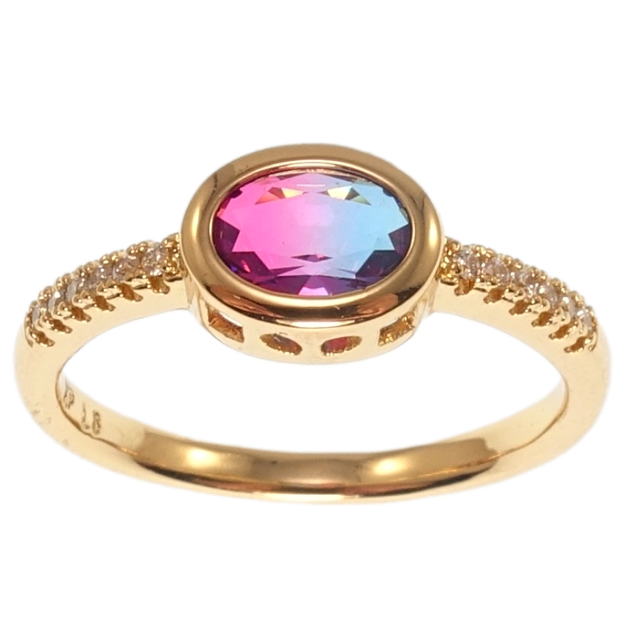 Каблучка Xuping Позолота 18K Малиново-синій кристал фото №1