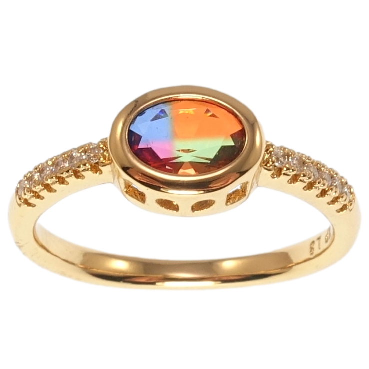 Каблучка Xuping Позолота 18K Різнокольоровий кристал фото №9 Каблучка Xuping Позолота 18K Різнокольоровий кристал фото №9