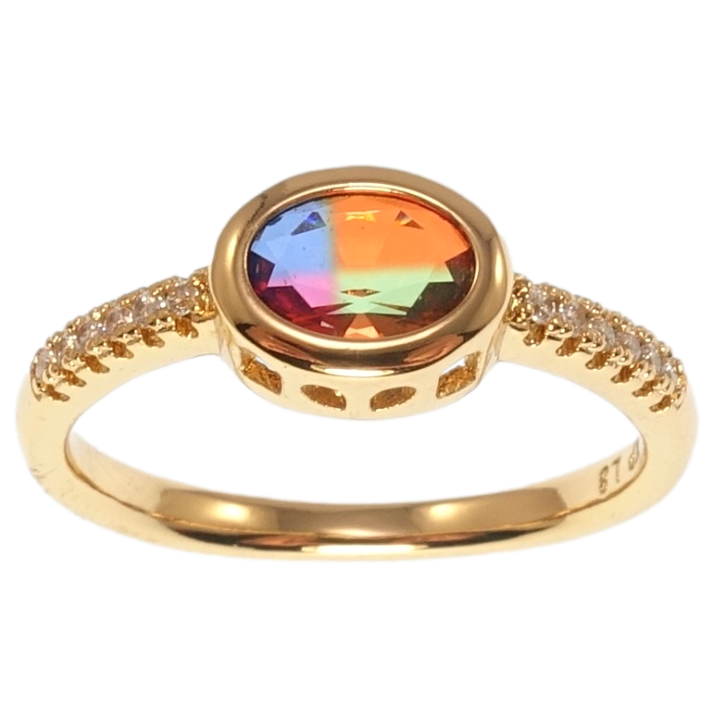 Кольцо Xuping Позолота 18K Разноцветный кристалл фото №6